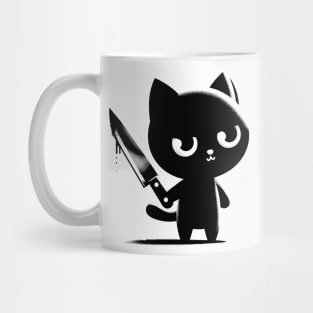 Black cat with knife Mug